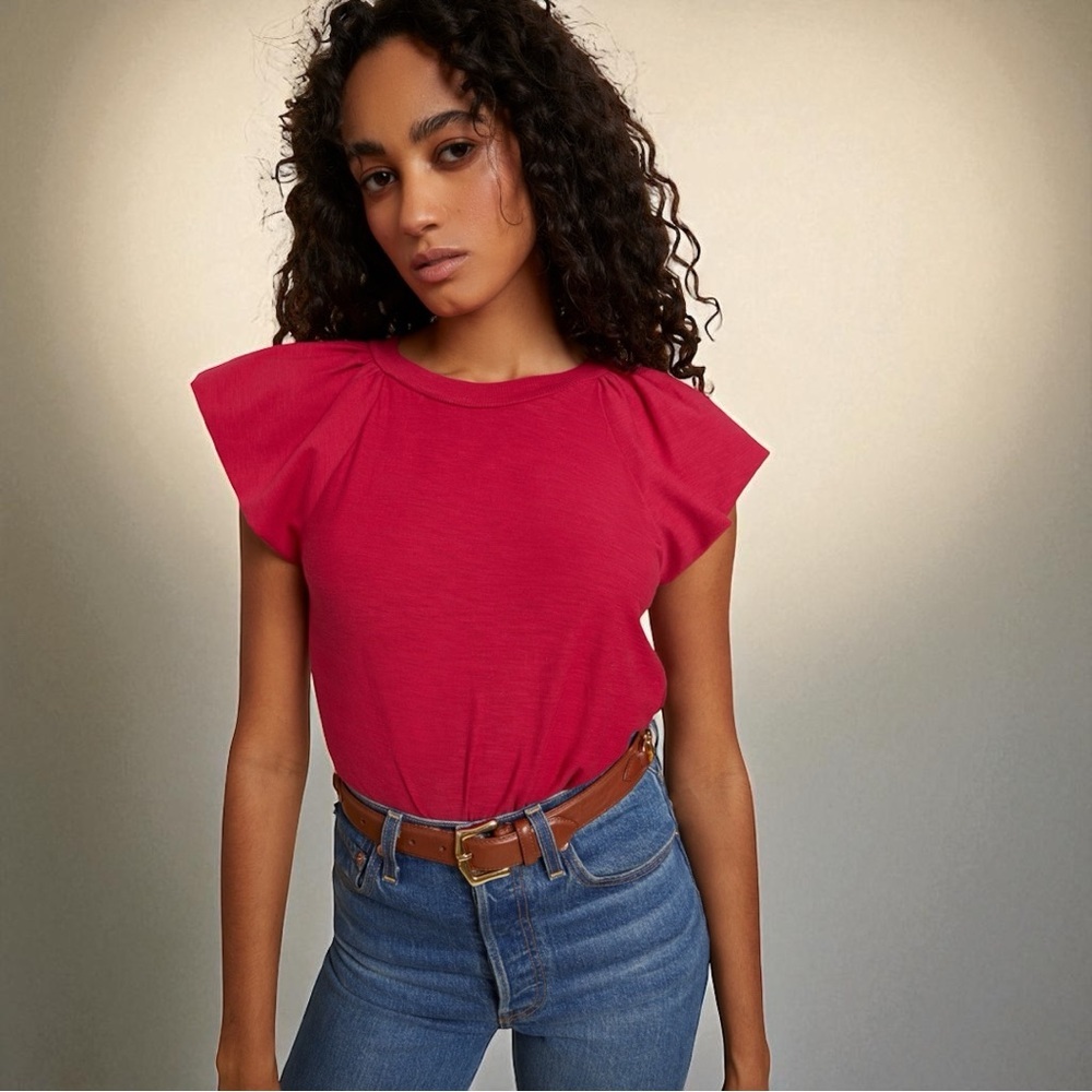 Nation LTD Pink Flutter Sleeve Tee